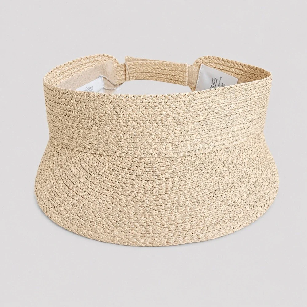 Favorite Daughter The Straw Visor Women OS Natural Woven Adjustable Sun Hat